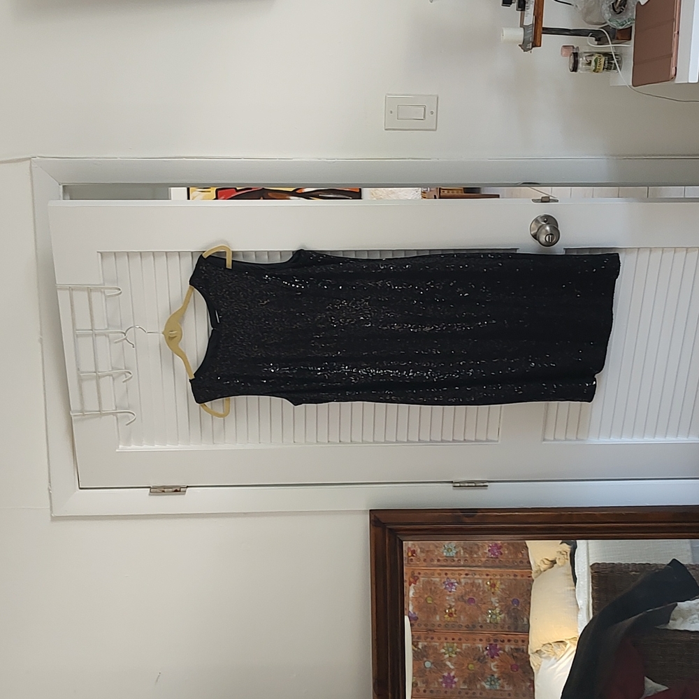 Joan Rivers black sequin dress